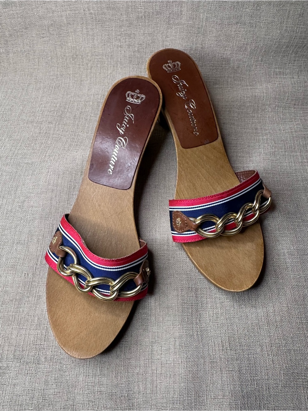 Vintage Juicy Couture Wooden Mule Heels Y2K Sz 8 - Picture 2 of 10
